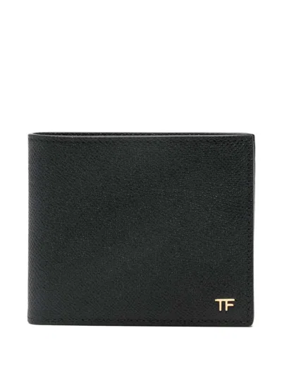 Tom Ford Bi-fold Card Holder With Logo In Gray