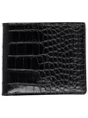 Tom Ford Crocodile Effect Bi Fold Leather Wallet In Black