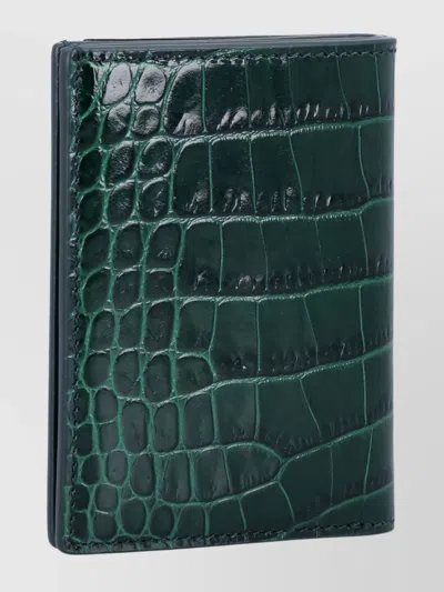 Tom Ford Bi-fold Wallet Crocodile Texture In Green