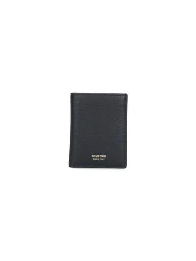 Tom Ford Bi-fold Wallet In Textured Black Calf Leather