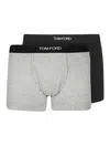 Tom Ford Logo Stretch-cotton Boxer Briefs In Black Grey
