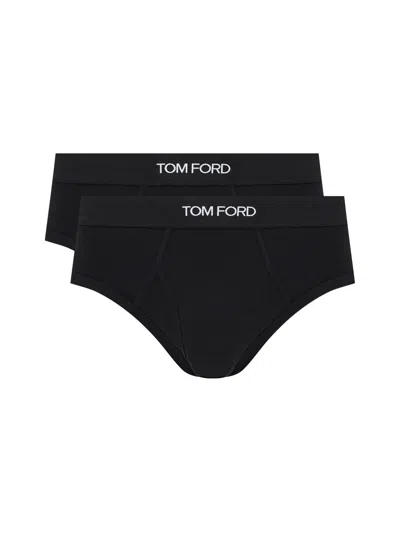 Tom Ford Bi-pack Cotton Stretch Jersey Brief In Black