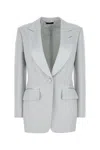 Tom Ford Lustrous Barathea Single-breasted Tuxedo Jacket In Lightgrey