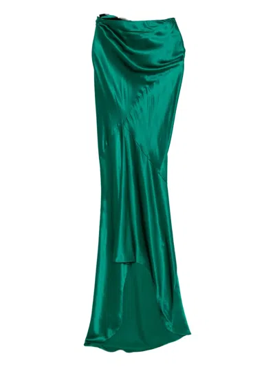 Tom Ford Bias Silk Skirt In Green
