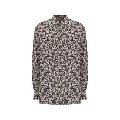 Tom Ford Bicolor Cotton Pattern Shirt In Brown