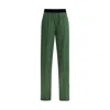 Tom Ford Green Pants With Elastic Waist With Logo Lettering In Silk Stretch Woman In Green