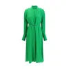 Tom Ford Embellished Belted Pleated Silk-georgette Midi Dress In Green