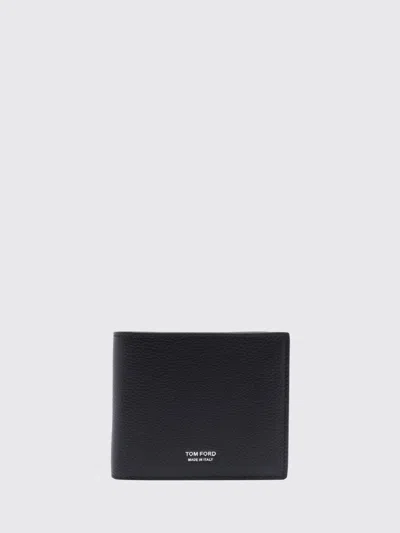 Tom Ford Bifold Calf Leather Wallet With Bill Compartment And Logo In 黑色