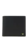 Tom Ford T-line Small Grain Calfskin Leather Bifold Wallet In Black