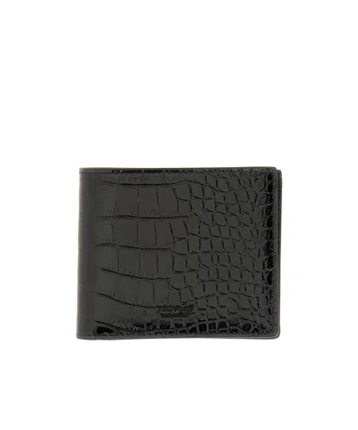 Tom Ford Bifold Embossed Wallet In Brown