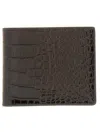 Tom Ford Textured Leather Wallet With Crocodile Pattern In Multi