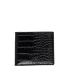 Tom Ford Crocodile Effect Bi Fold Leather Wallet In Black