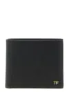 Tom Ford T-line Small Grain Calfskin Leather Bifold Wallet In Black