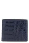 Tom Ford Croc Embossed Leather Compact Bifold Wallet In Blue