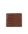 Tom Ford Brown Bi-fold Wallet With Embossed Crocodile Effect In Leather Man In Brown