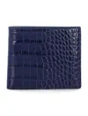 Tom Ford Croc Embossed Leather Compact Bifold Wallet In Blue