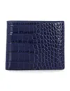 Tom Ford Croc Embossed Leather Compact Bifold Wallet In Blue