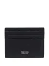 Tom Ford Deer-print Leather Card Holder In Black