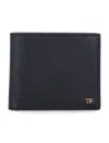 Tom Ford Metal-logo Leather Card Holder In Black