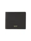 Tom Ford Black Soft Grain Leather T Line Business Card Holder In Black