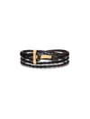 Tom Ford Leather T-plate Woven Bracelet With Braided Pattern In Black