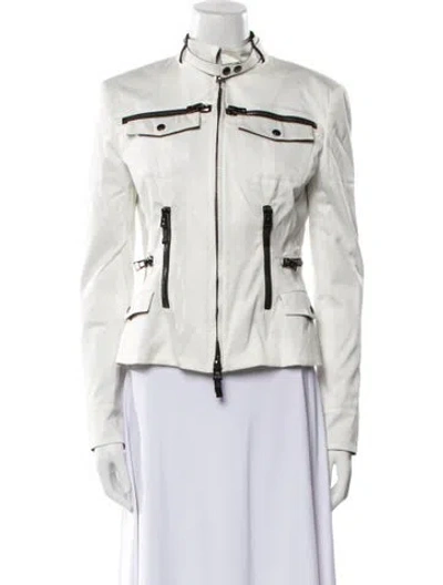 Pre-owned Tom Ford Biker Jacket In White
