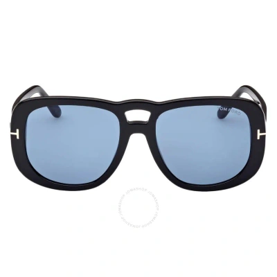 Tom Ford Billie Blue Pilot Ladies Sunglasses Ft1012 01v 56 In Black / Blue