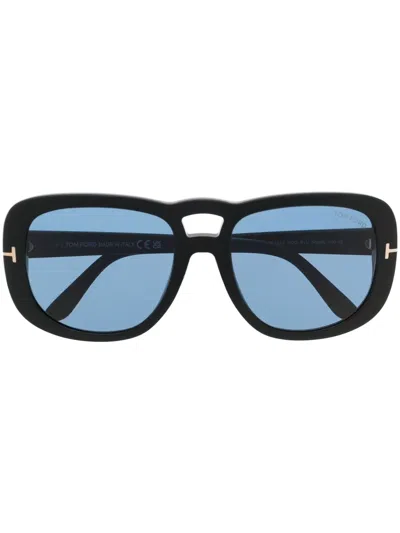 Tom Ford Billie Squared Acetate Sunglasses In Shiny Black/blue
