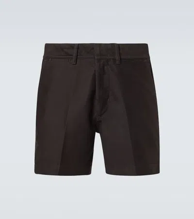 Tom Ford Brushed Cotton Satin Shorts In Black