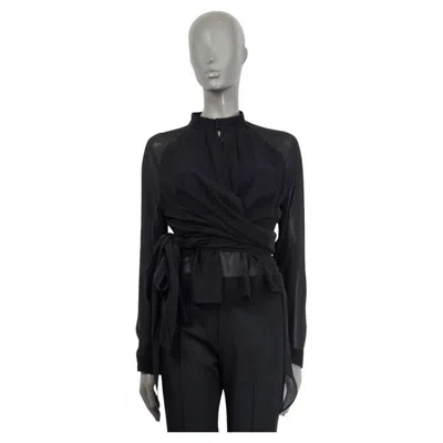 Pre-owned Tom Ford Black 2019 Knotted Silk Georgette Blouse Shirt 40 S