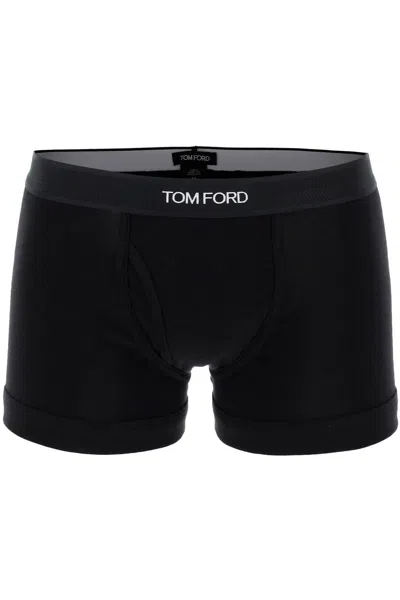 Tom Ford Logo Stretch-cotton Boxer Briefs In Black