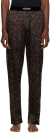 Tom Ford Reflective Leopard Print Pyjamas In Black / Storm