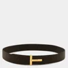 Tom Ford Black And Gold Leather Belt In Black