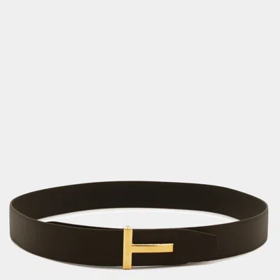 Tom Ford Black And Gold Leather Belt