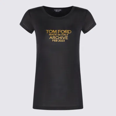 Tom Ford Black And Gold Silk T-shirt