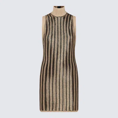 Tom Ford Black And Gold Wool Dress