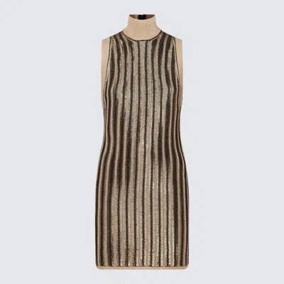 TOM FORD TOM FORD BLACK AND GOLD WOOL DRESS