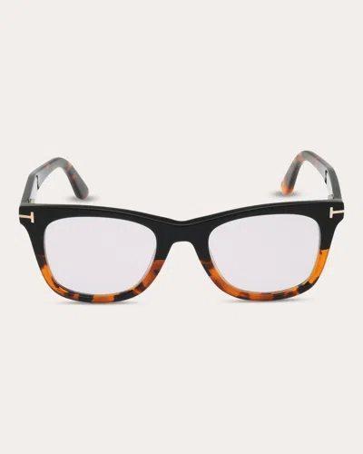 Tom Ford Black & Havana Ft5970 Square Blue Light Glasses Metal In Brown