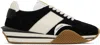Tom Ford James Panelled Flatform Sneakers In Black + Cream