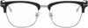 Tom Ford Black & Silver Blue Block Browline Glasses In 002 Mattebl
