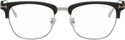 Tom Ford Black & Silver Blue Block Browline Glasses