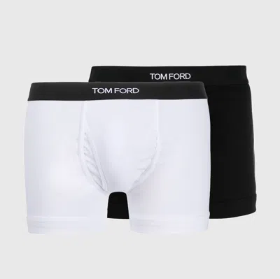 Tom Ford Black And White Cotton Blend Boxers