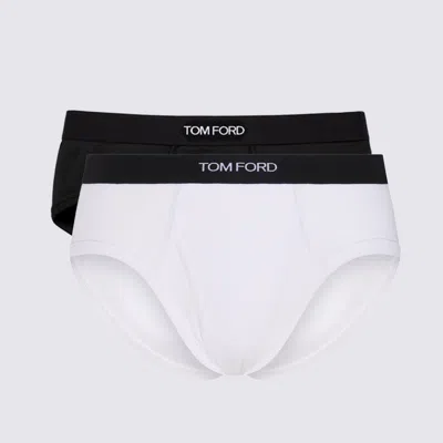 Tom Ford Black And White Cotton Two Pack Briefs In Multi