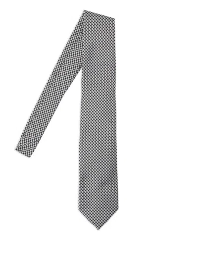 Tom Ford Houndstooth Tie In Gray