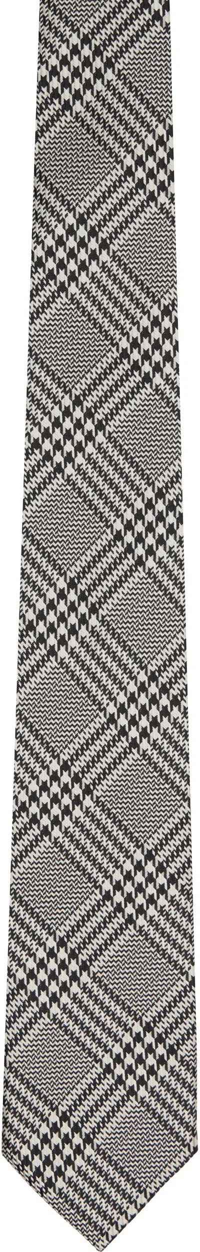 Tom Ford Black & White Mouline Prince Of Wales Tie