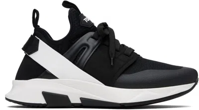 TOM FORD BLACK & WHITE NEOPRENE SUEDE JAGO SNEAKERS