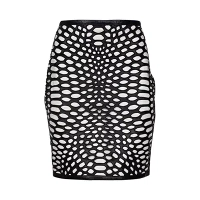 Pre-owned Tom Ford Black & White Perforated Leather Skirt - It40/s