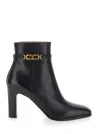 Tom Ford Black Ankle Boots With T Chain Detail In Leather Woman In Multicolor