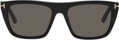 Tom Ford Black Aslan Sunglasses In 01a Shiny Black, Eco