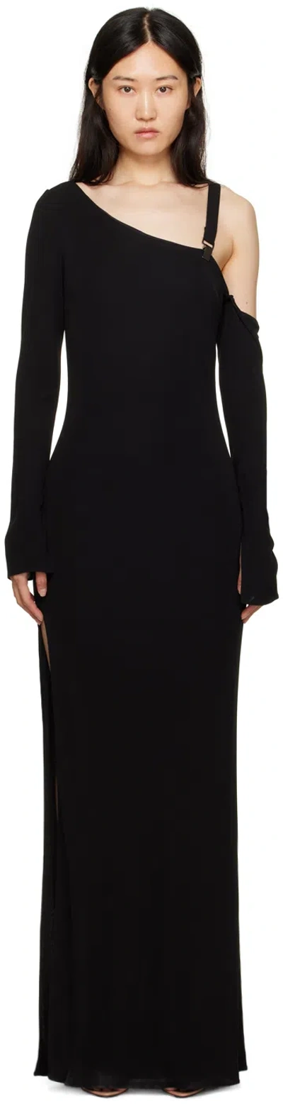 Tom Ford One-shoulder Long Sleeve Jersey Gown In Black